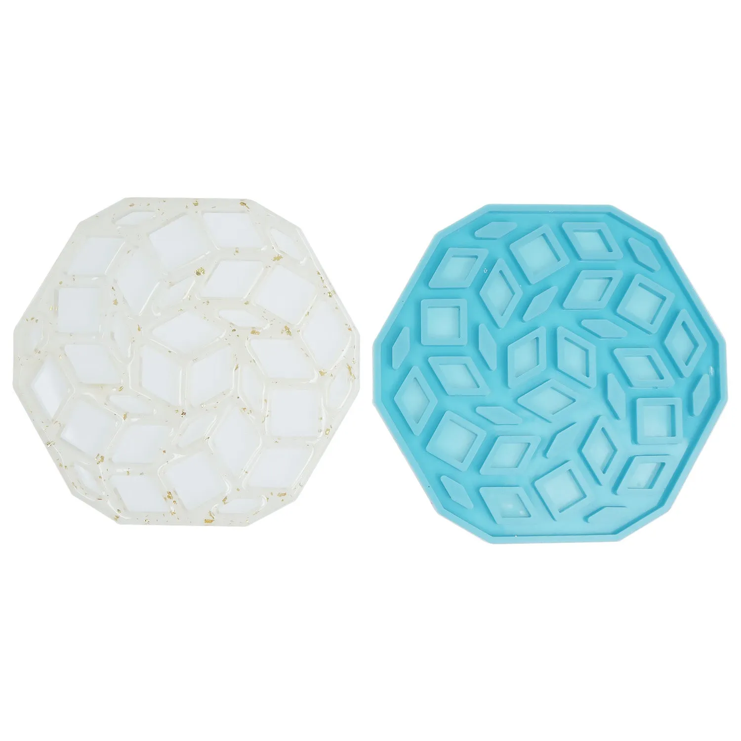 1 piece Silicone Polygon coaster resin mold, Geomestric Mat Mold DIY Coaster Mold Shiny Resin Mold For Home Decoration 10386551