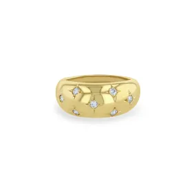 14k Scattered Star Set Diamonds Medium Aura Ring