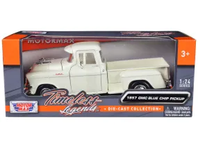 1957 GMC Blue Chip Pickup Truck White Timeless Legends Series 1/24 Diecast Model Car by Motormax