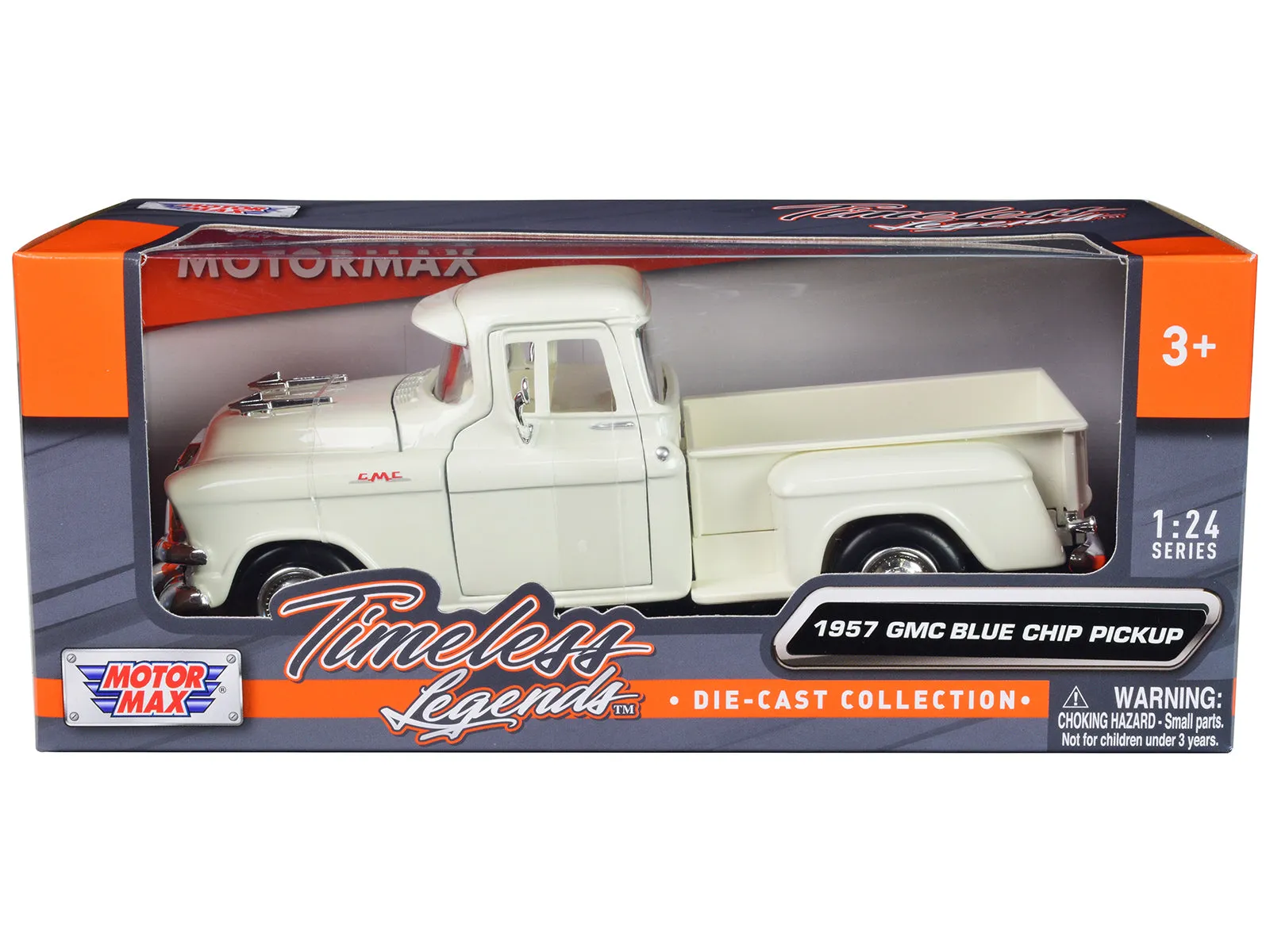 1957 GMC Blue Chip Pickup Truck White Timeless Legends Series 1/24 Diecast Model Car by Motormax