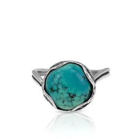 925 Sterling Silver Round Turquoise 12mm Ring