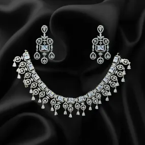 AD jewellery set with earrings (White)