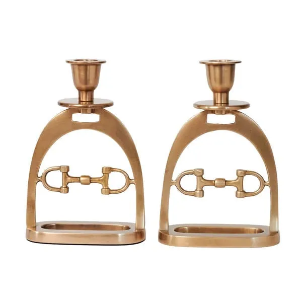 Adamsbro Candle Holder Set With Snaffle Bit Brass