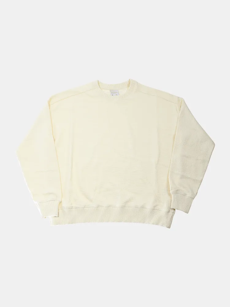 Afends Briar Waffle Slouchy Crew - Cream