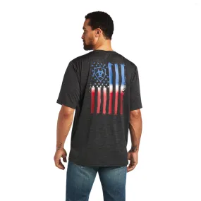 'Ariat' Men's Charger Vertical Flag Tee - Charcoal