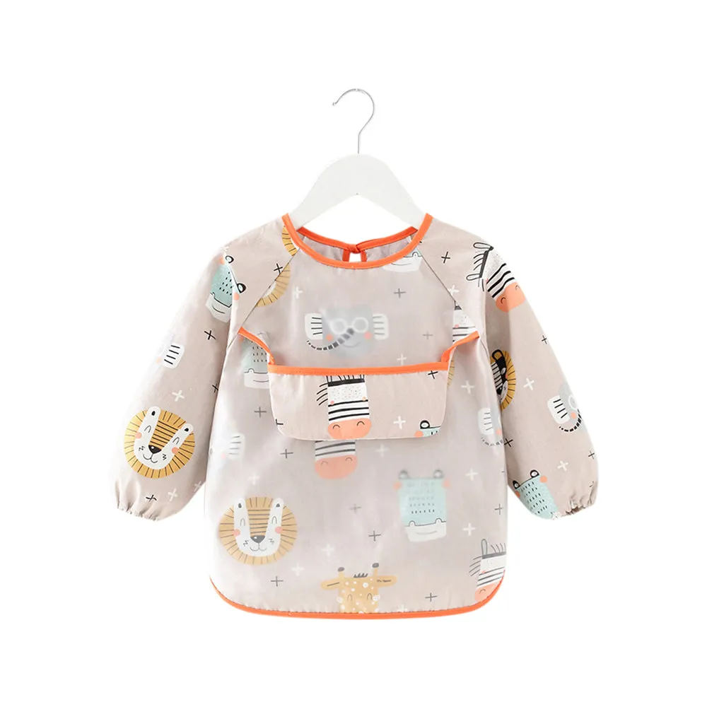 Baby Long Sleeve Apron Smock Bib Safari V2