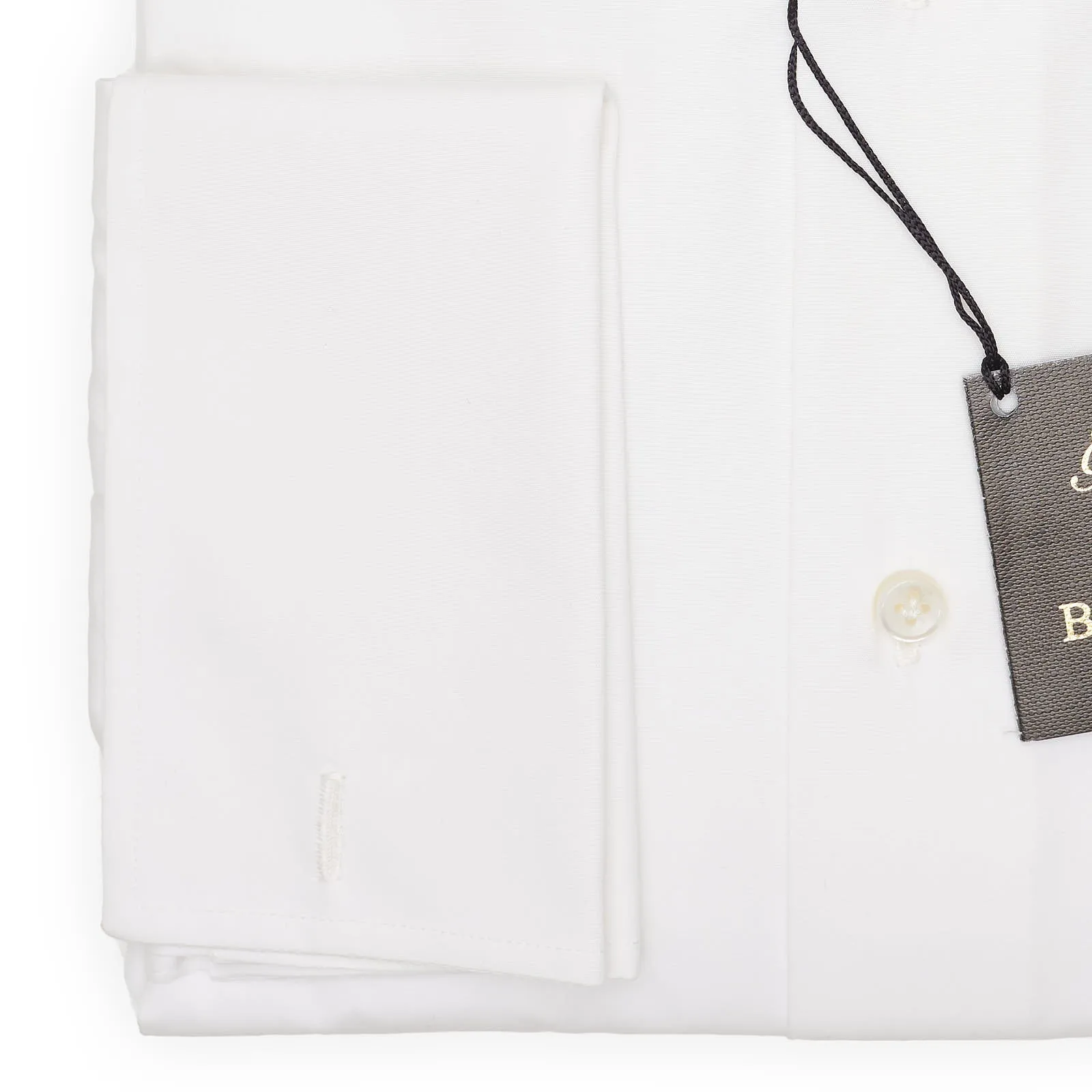 BARBA Napoli Handmade White Cotton French Cuff Dress Shirt EU 44 NEW US 17.5