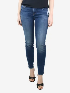 Blue mid-rise straight-leg jeans - size UK 8