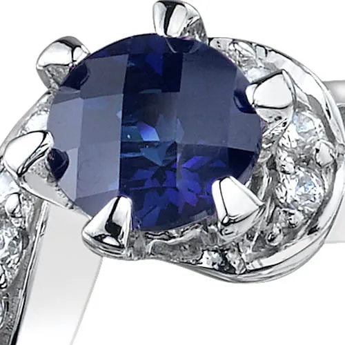 Blue Sapphire Ring Sterling Silver Round Shape 1.25 Carats Size 9