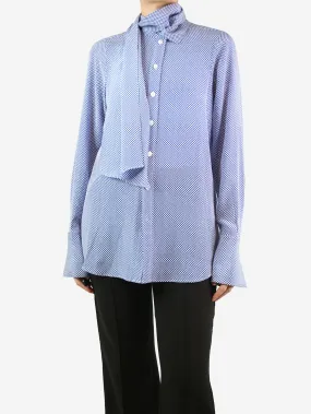 Blue silk checked shirt - size UK 10