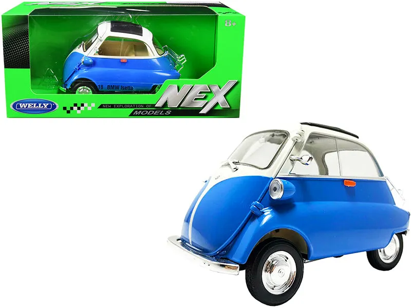 BMW Isetta Blue and White NEX Models 1/18 Diecast Model Car by Welly