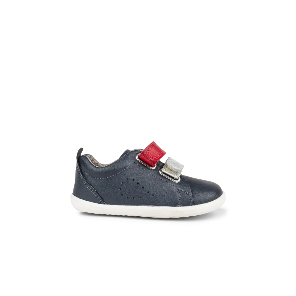 Bobux Step Up Grass Court Switch Kids Navy (Red   Silver Metallic)