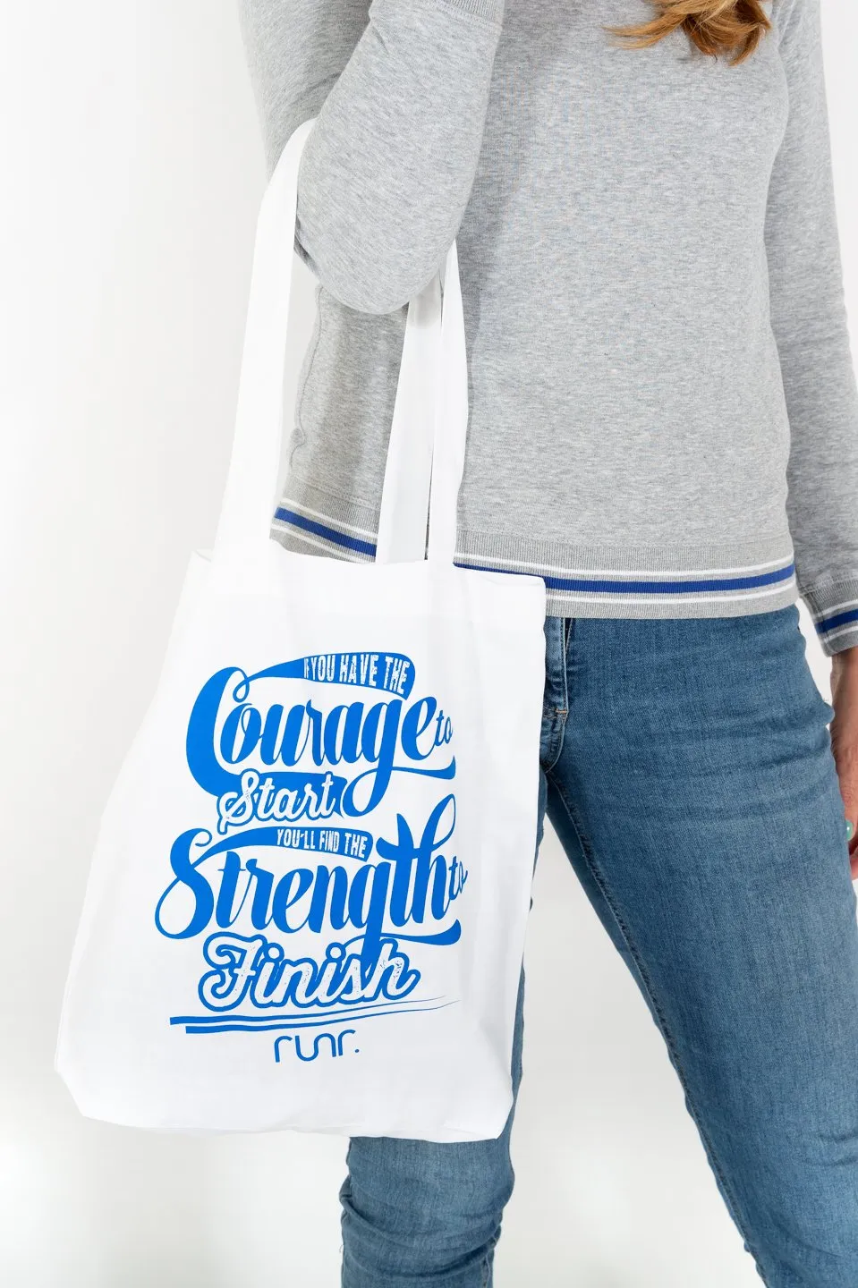 Courage To Start Tote Bag White/Blue