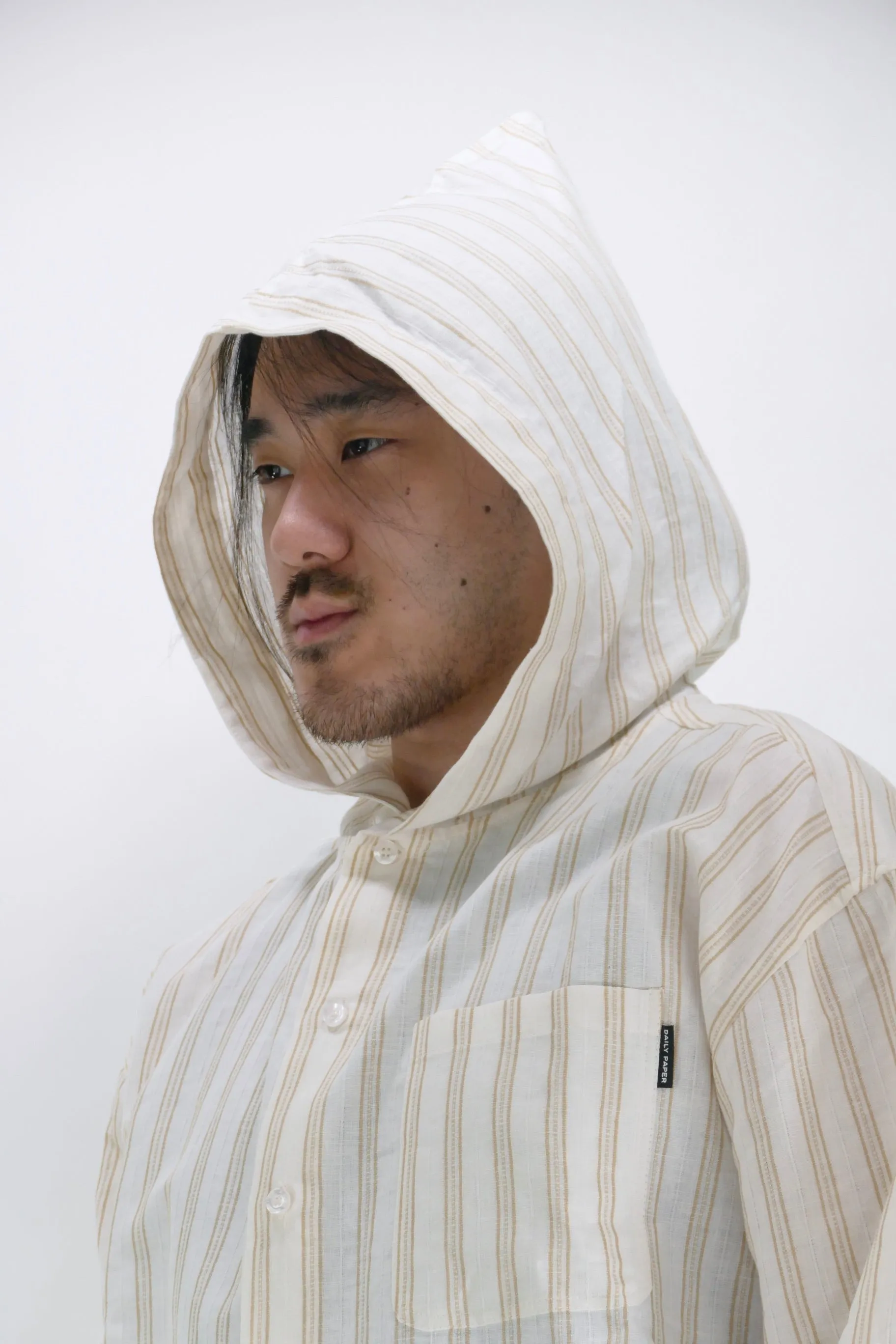 Daily Paper Pianku Striped Hooded Shirt - White