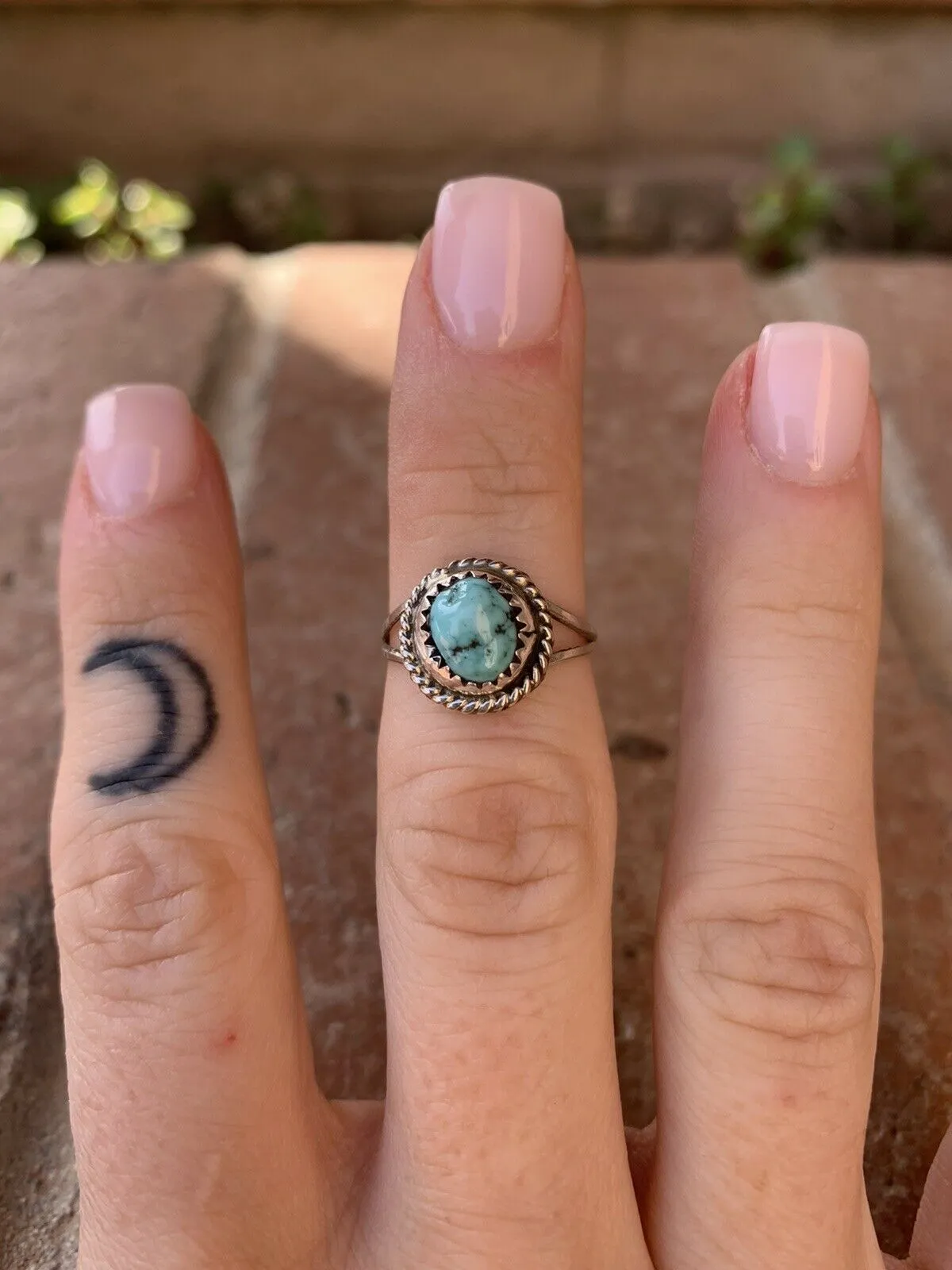 Dainty Turquoise Round Ring