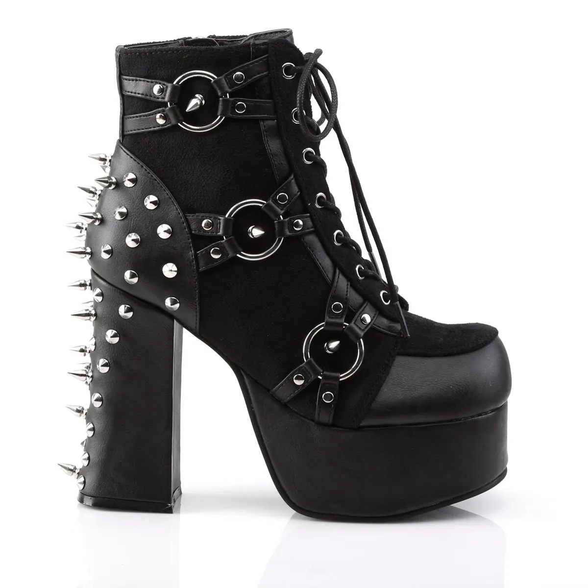 Demonia CHARADE-100 | Black Vegan Leather & Suede Ankle Boots