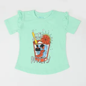 Girls Half Sleeves T-Shirt - Cyan