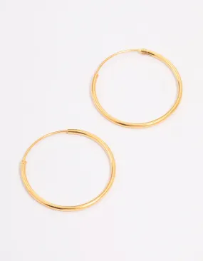 Gold Plated Sterling Silver Hoop Earrings 20mm