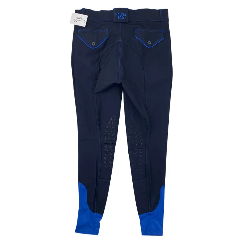 Halter Ego 'Perfection' Breeches in Deep Navy/Royal Piping - Women's 37/38