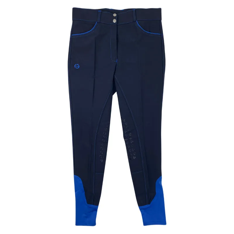 Halter Ego 'Perfection' Breeches in Deep Navy/Royal Piping - Women's 37/38