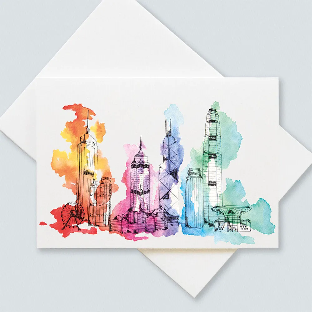  Hong Kong Skyline   set of 6 Cards