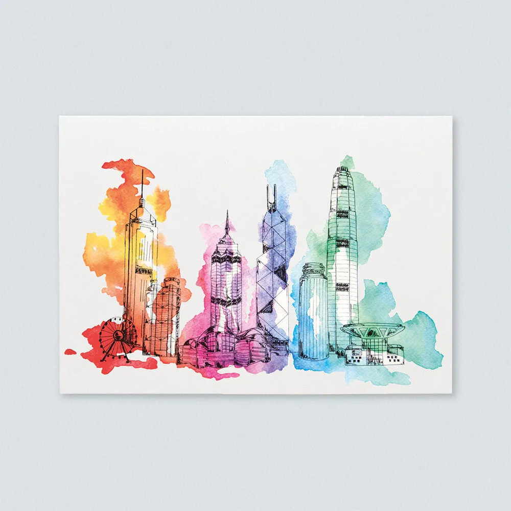  Hong Kong Skyline   set of 6 Cards