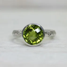 Large Peridot Ring in Silver