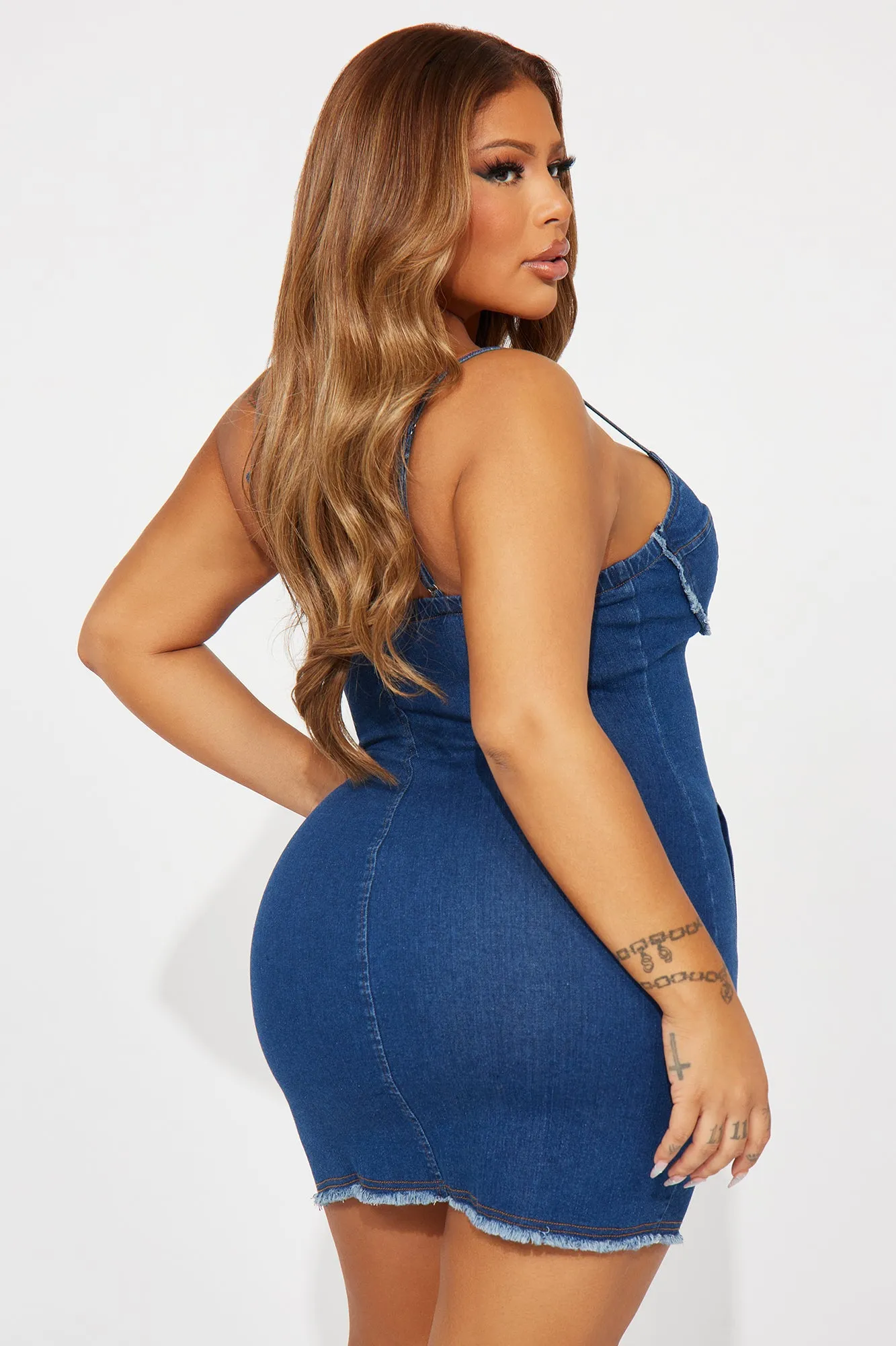 Latest Obsession Denim Mini Dress - Blue Wash