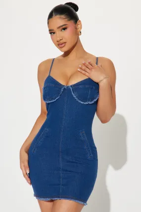 Latest Obsession Denim Mini Dress - Blue Wash