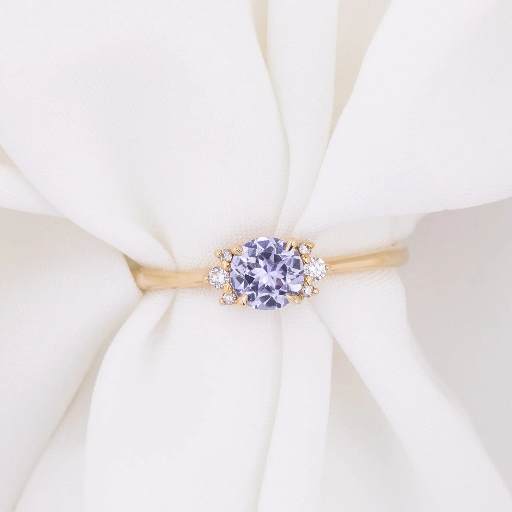 Lena Ring 0.58ct Lavender Blue Unheated Umba Sapphire, 14K Yellow Gold (One of a kind)