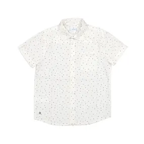 Mayoral Mini Micropatterned Short Sleeve Dress Shirt_White 3163