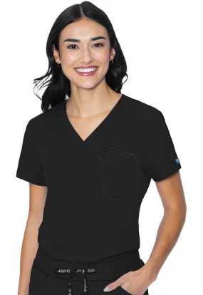 Med Couture Peaches 8482 Women's V-Neck Chest Pocket Top