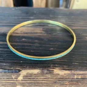 Narrow Gauge Bangle Bracelet BRASS   CONCRETE Blue-Green