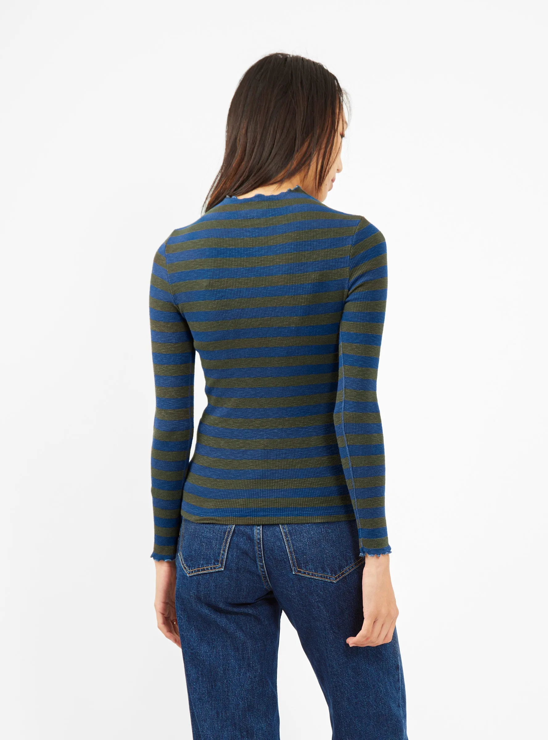 Niba T-shirt Green & Blue Stripe