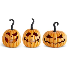 Orange Resin LED Flicker Flame Jack O Lantern