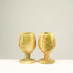 Pakistan Green Onyx Sherry Glass Set of 2