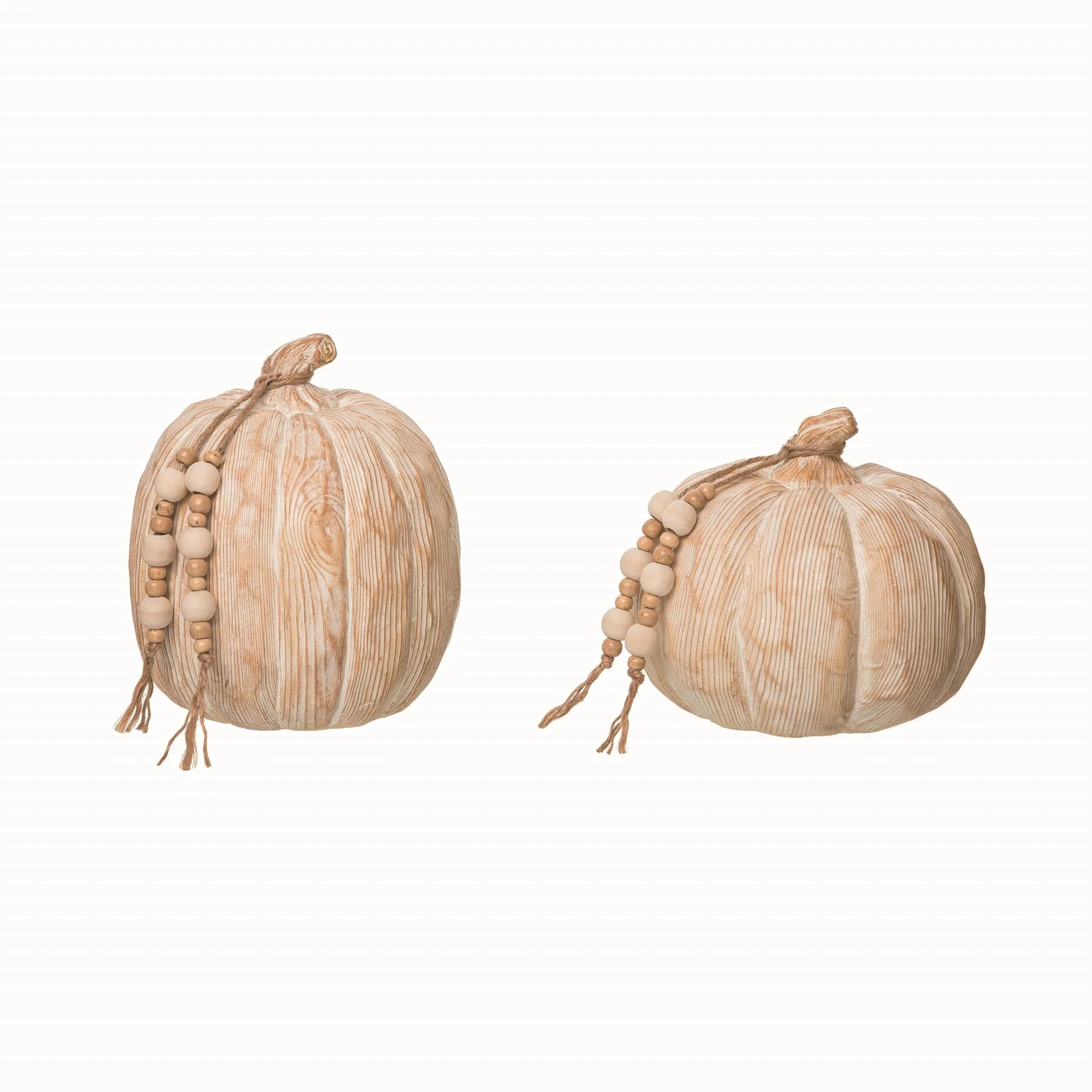 Resin Brown Large Pumpkin Figurines Set of 2