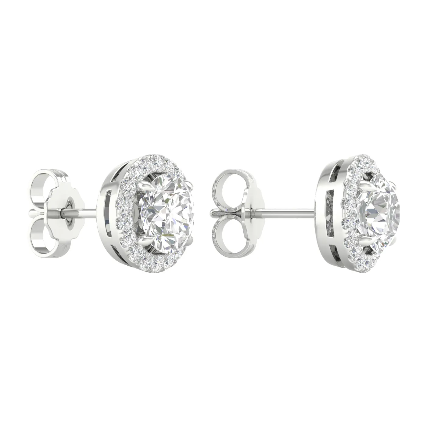 Round Stud Earrings With Halo