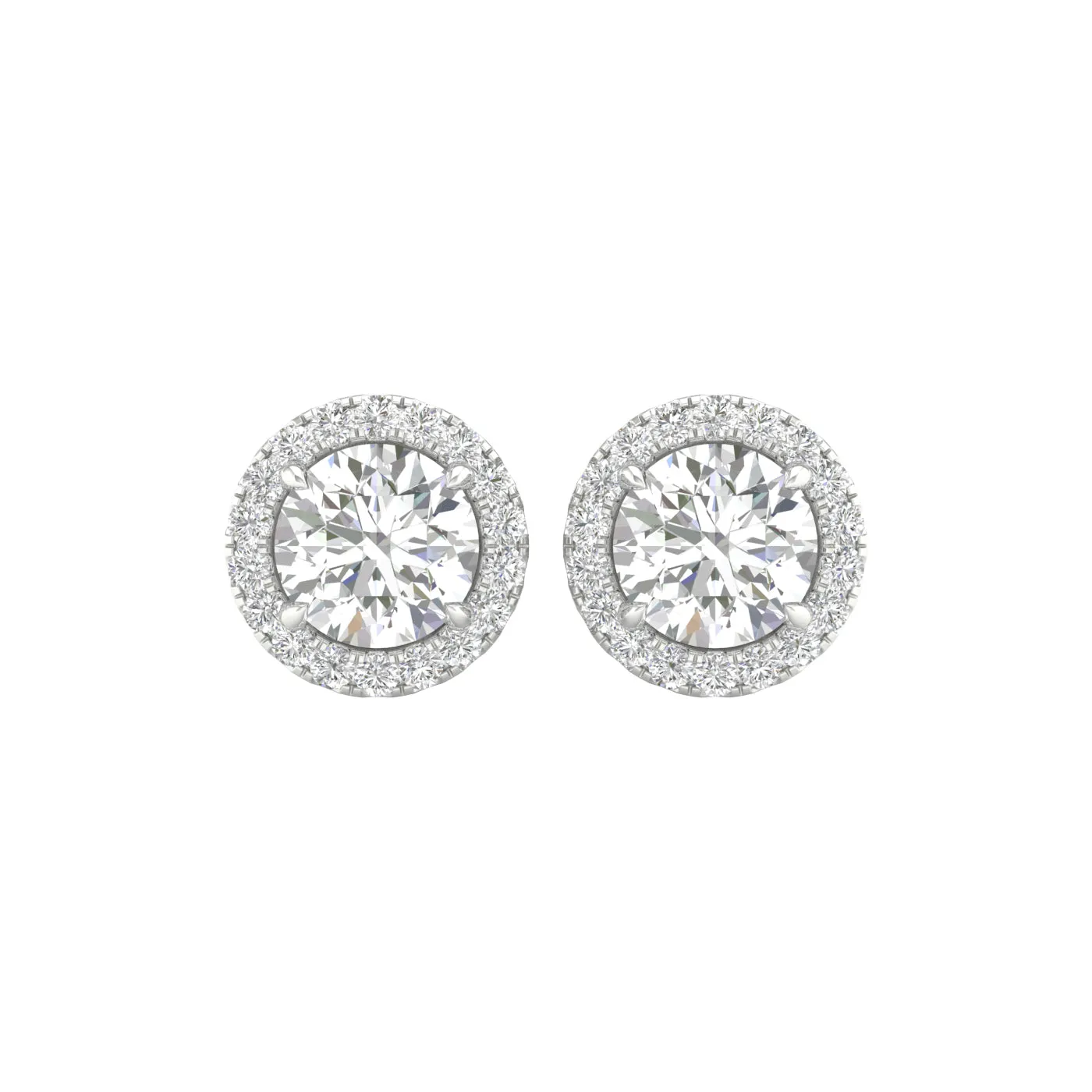 Round Stud Earrings With Halo