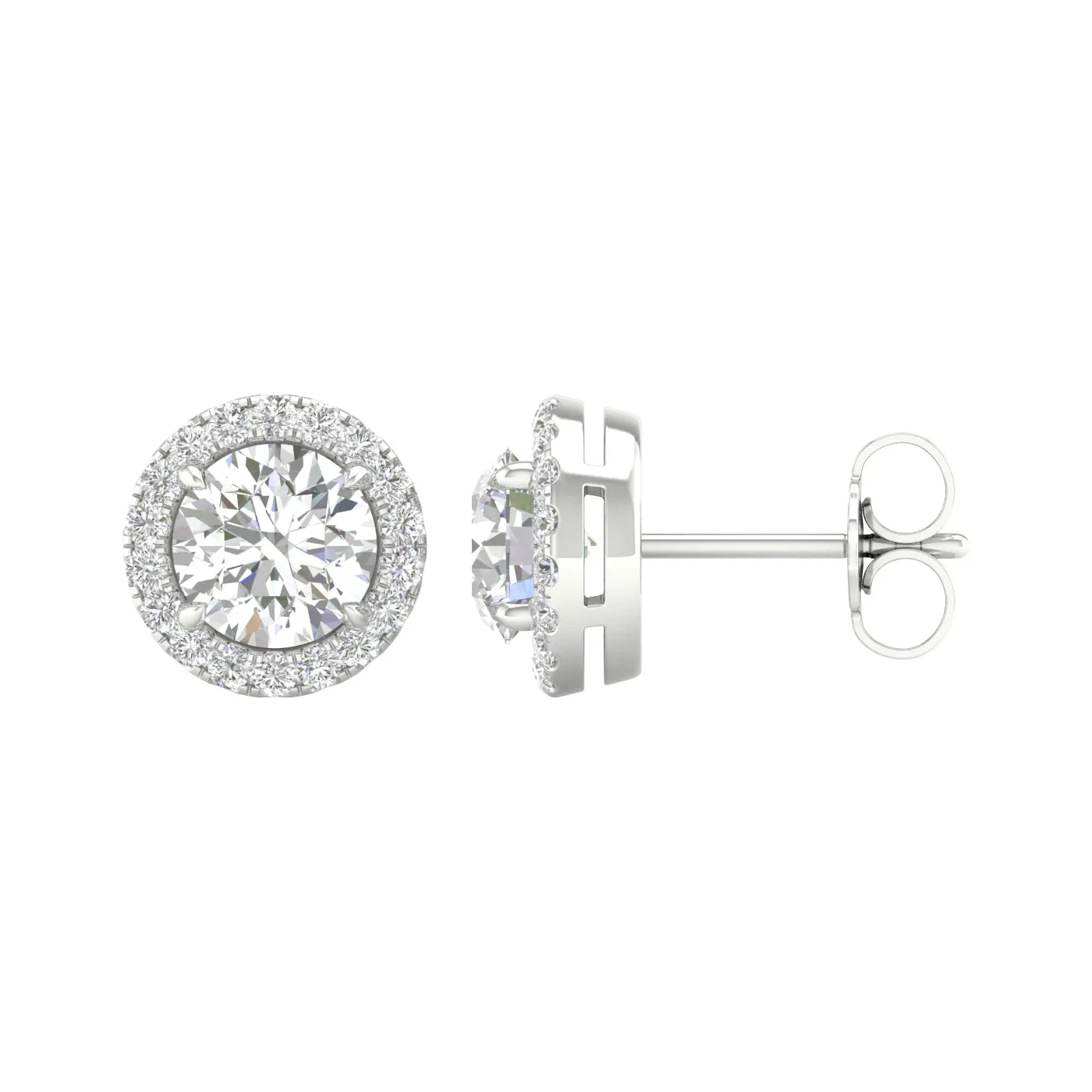 Round Stud Earrings With Halo