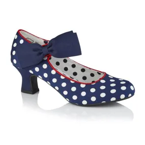 Ruby Shoo Navy Blue Polka Dot Bow Court Shoes