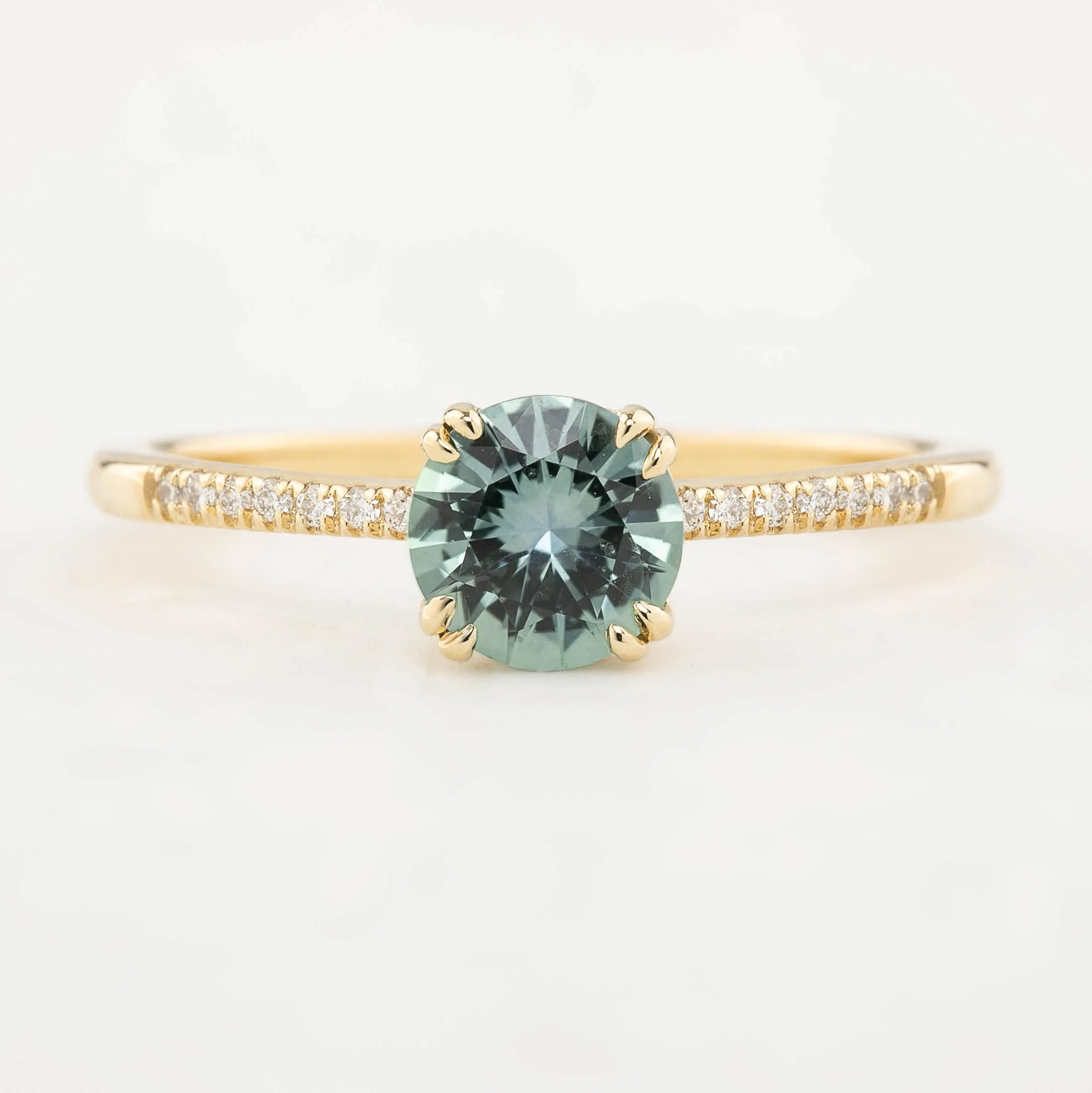 Sabrina Ring - 0.85ct Light Aqua Green Montana Sapphire (One of a kind)