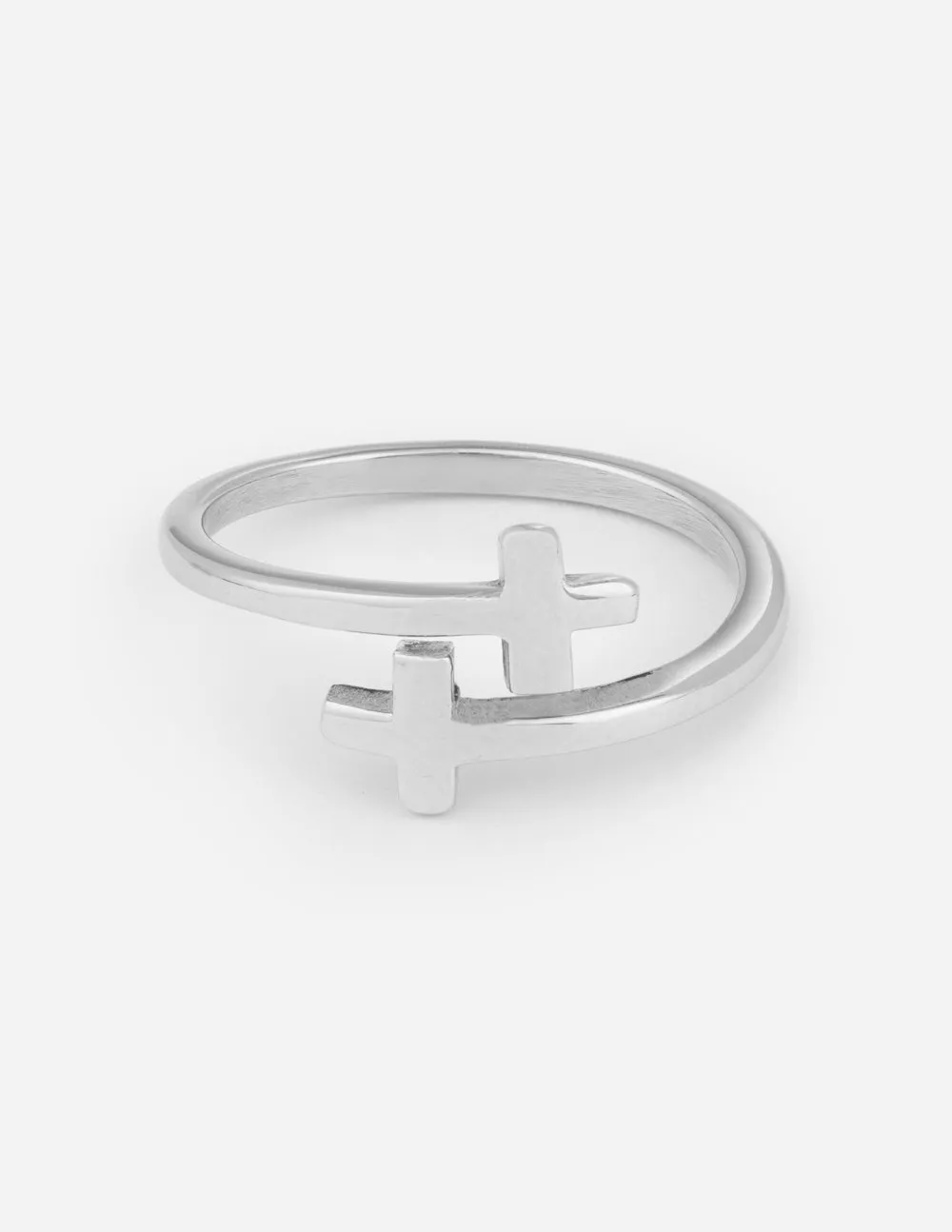 Silver Wrapped Cross Ring