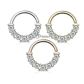 Surgical Steel 7 Gem Front Facing Set Bendable Hoop Rings-Silver | Gold | Rose Gold