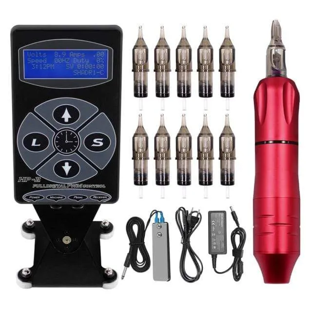 Tattoo Machine Kit Tattoo Power Supply Rotary Pen With Cartridges Needles For Permanent Makeup Eyebrow Microblading Needles