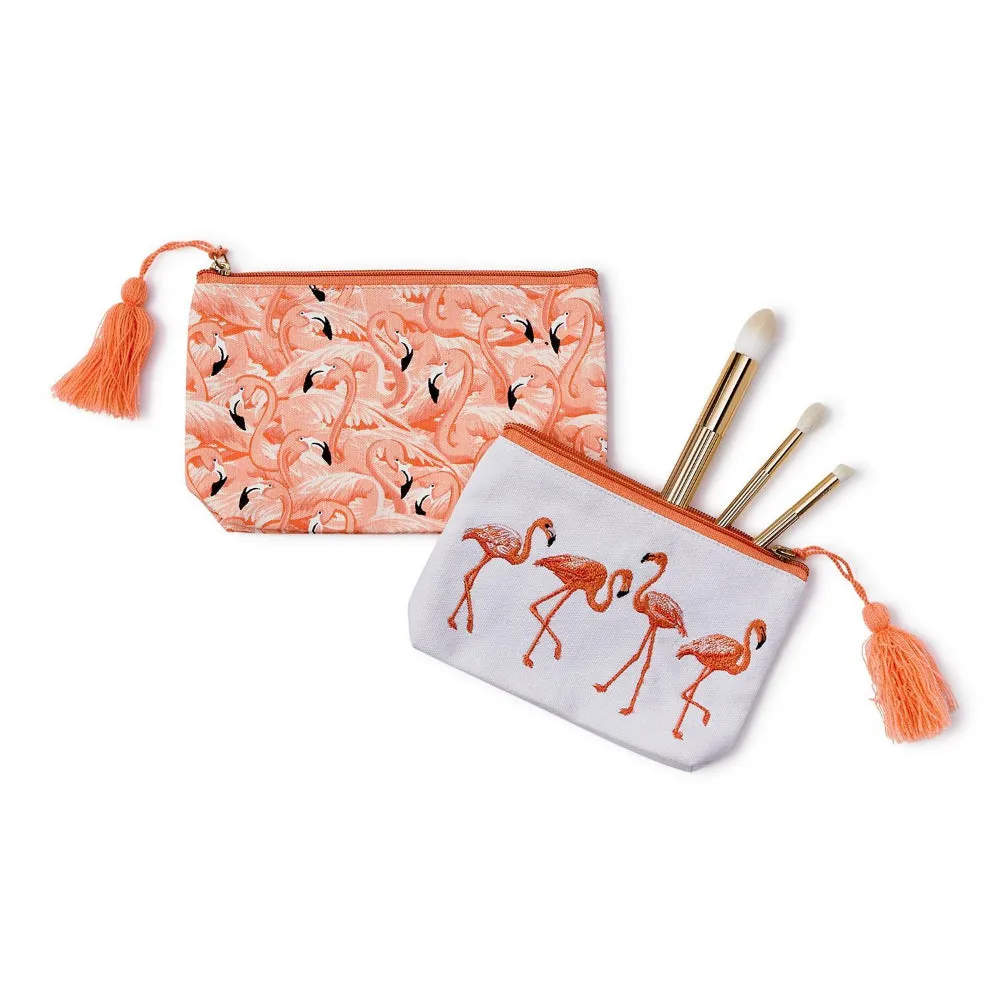 Two's Company Flamingo Pouch - Set of 2