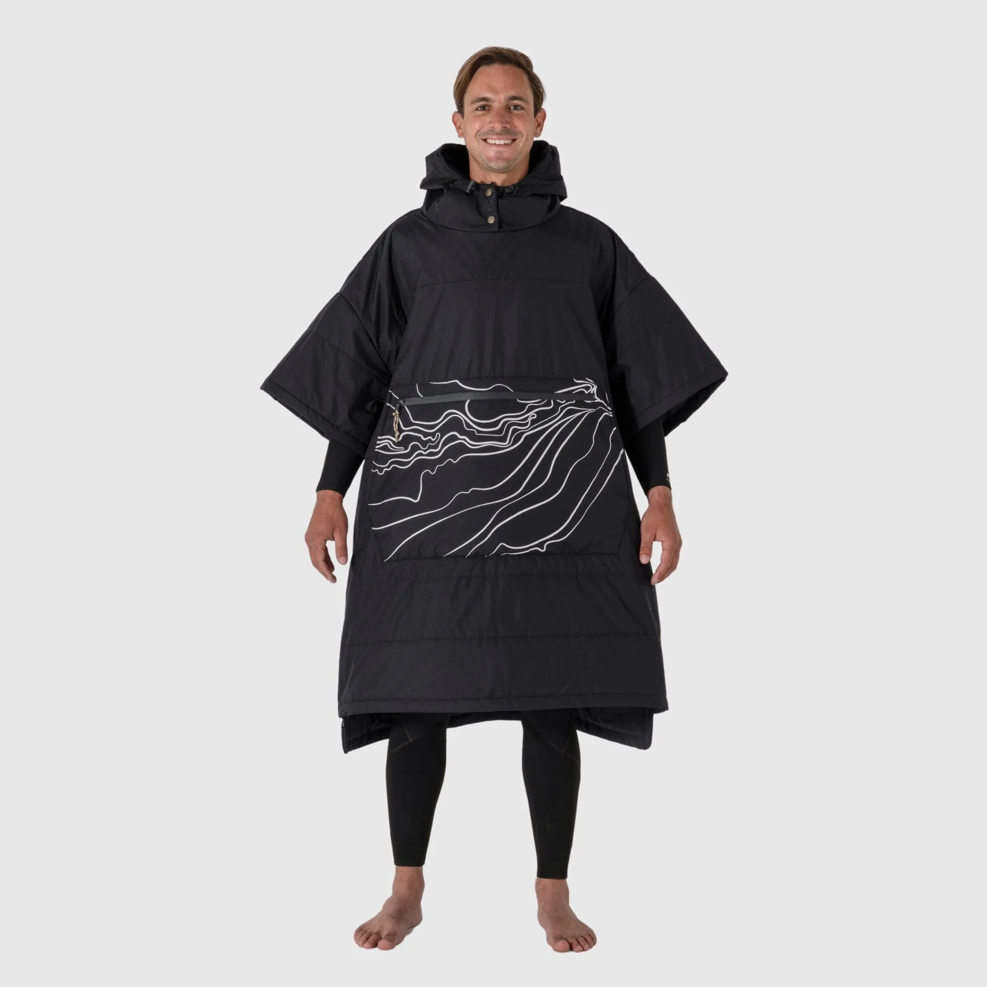 VOITED Outdoor Poncho for Surfing, Camping, Vanlife, Sailing & Wild Swimming - Apex Black