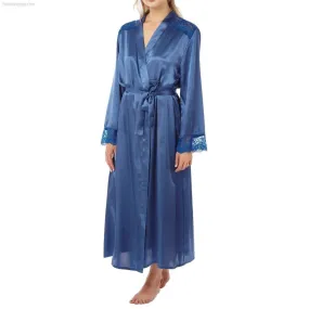 Women's Dressing Gown, Silk Bathrobe Satin Kimono Grape or Navy